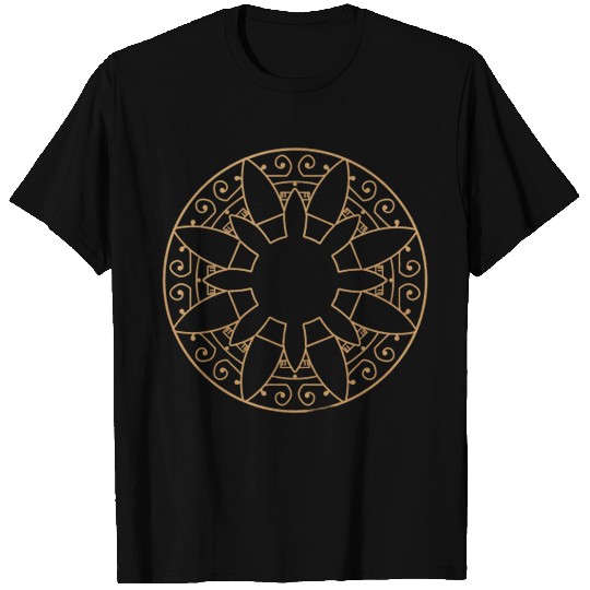 Sunspire Bloom Mandala T Shirts – Golden Radiance Desig