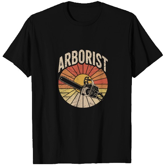 Retro Sunset Chainsaw Arboriculture Arborist T Shirts