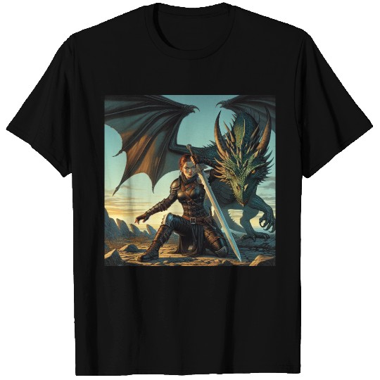 Warrior Woman & Dragon T Shirts