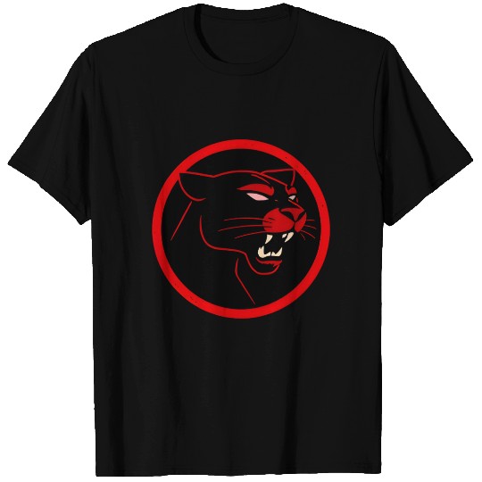 Fierce Black Panther Logo - Bold Red Circular T Shirts