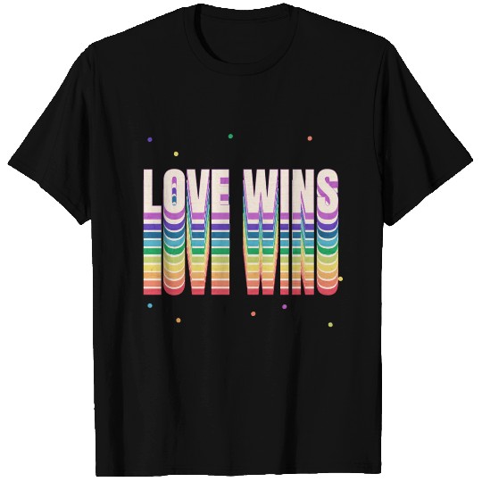 Love Wins Retro Rainbow Pride Typography T Shirts