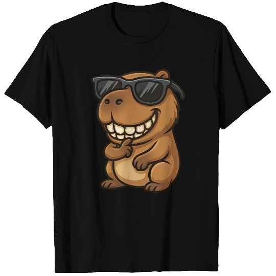 Cool capybara guinea pig sunglasses smile T Shirts