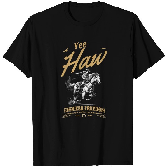 Yee Haw Cowgirl Riding Horse Vintage Western T Shirts