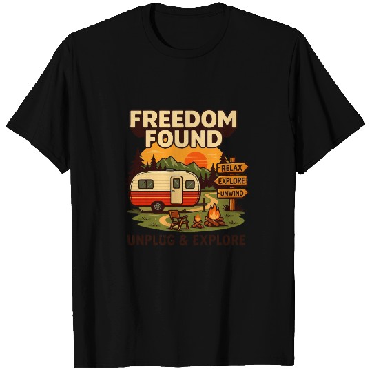 Freedom Found Vintage Camper Adventure T Shirts