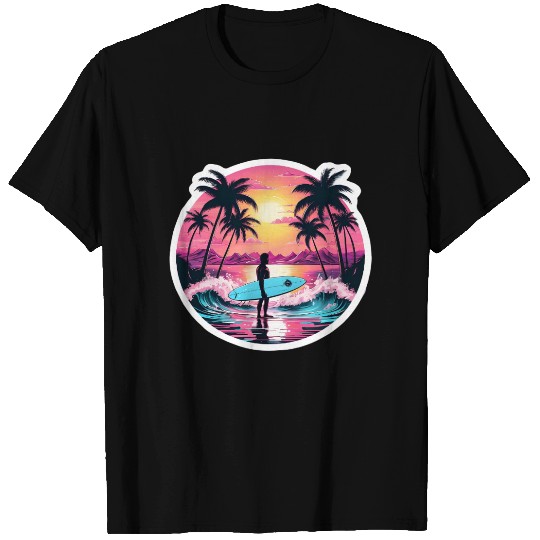 80s Synthwave Surfer | Retro Sunset T Shirts.