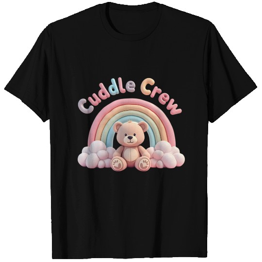 Soft teddy bear sitting under a rainbow T Shirts