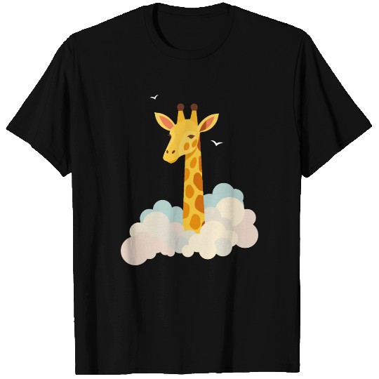 Gentle Giraffe Above the Clouds – Dreamy Motif T Shirts