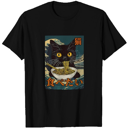Cat Ramen Japanese Graphic Art Kawaii Kitty Anime T Shirts