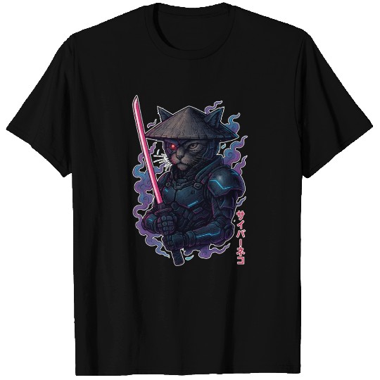 Cyberpunk Samurai Cat T Shirts