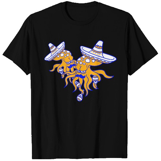2 Octopus mexican culture hat music band team fun T Shirts