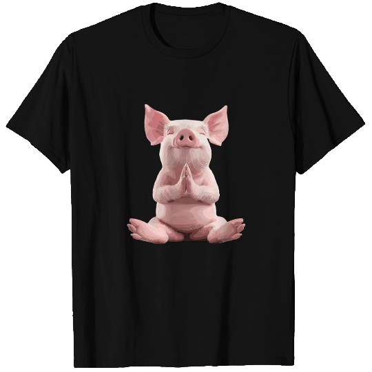 Peaceful Meditating Pig Artwork for Relaxation T Shirts