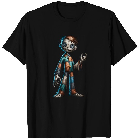 Stitched Button-Eyed Doll – Creepy Patchwork Puppe T Shirts