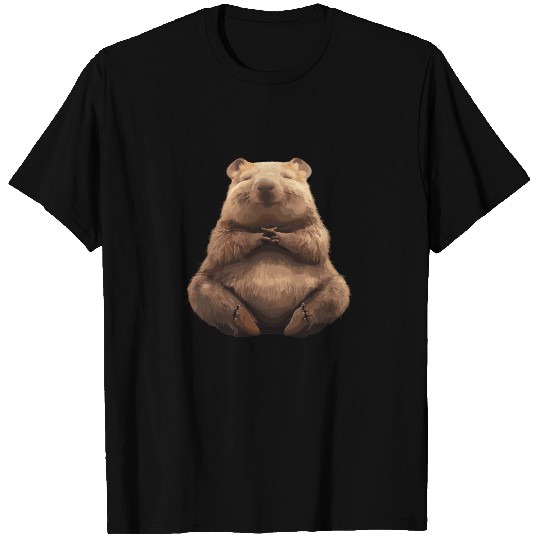 Relaxed Meditating Wombat Illustration with T Shirts