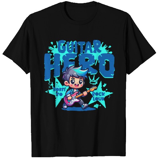 Guitar Hero Kid – Cute Rock Star Cartoon T Shirts | Bor