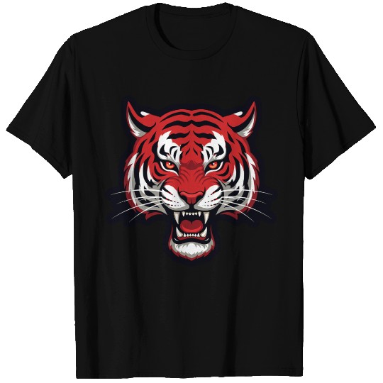 Savage Red Tiger Head – Fierce Wild Beast T Shirts
