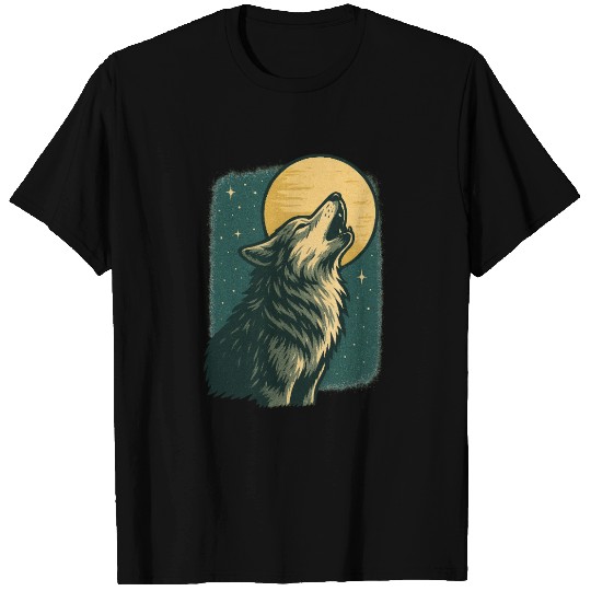 Lone wolf howl at the moon T Shirts