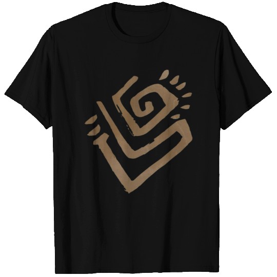Abstract Spiral Symbol in Light Brown on Texture T Shirts