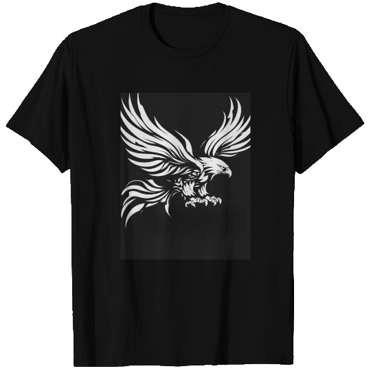 White Tribal Eagle Art Design" T Shirts