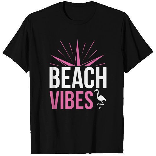 Pink Beach Vibes Quote Design T Shirts