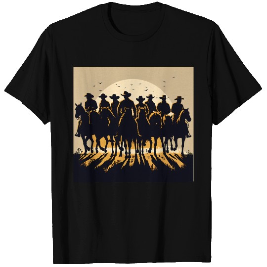 Western Sunset Cowboy Scene T Shirts