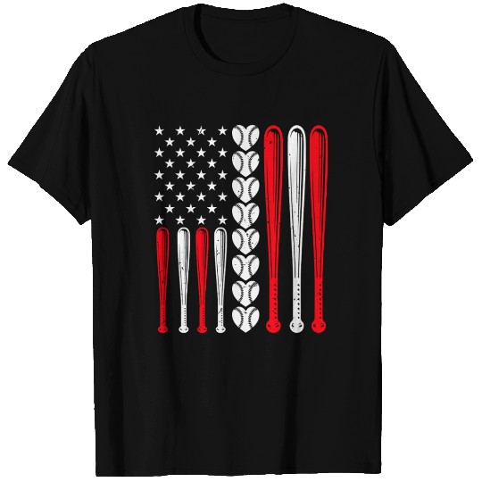 Patriotic Baseball 4th Of July USA American Flag T Shirts