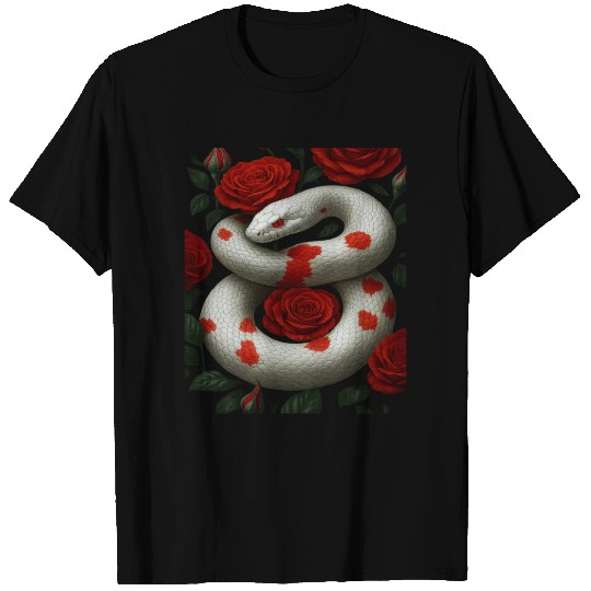 White Serpent and Crimson Roses T Shirts