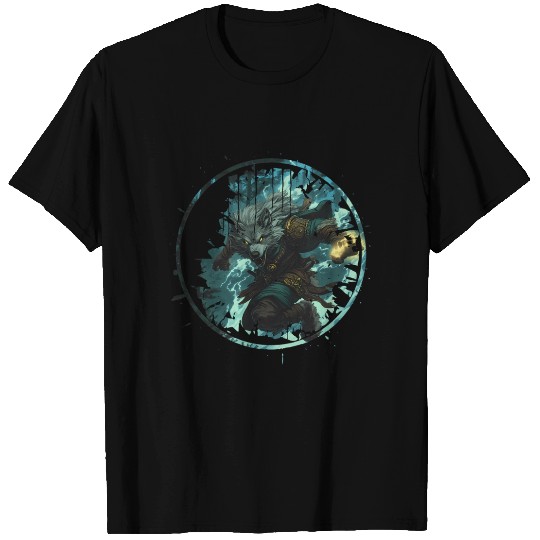 Mystical Werewolf With Magic In The Dark Forest T Shirts