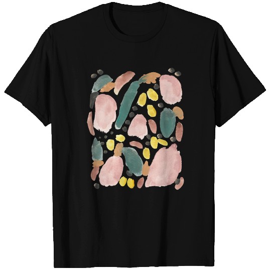 Pastel Abstract Watercolor Shapes Pattern T Shirts