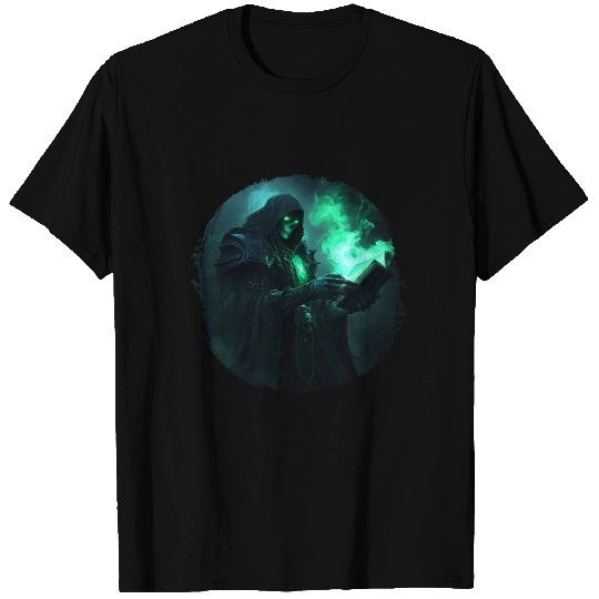 Green Shadow Mage with Burning Spell Book T Shirts