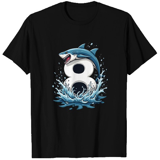 Shark Children Birthday Number 8 Splash T Shirts