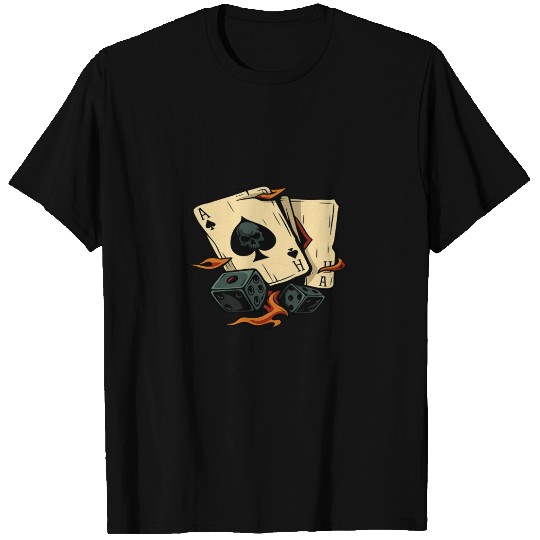 Floral Skull with Cards & Dice T Shirts