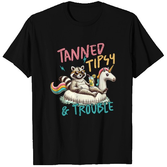Summer Raccoon Tanned Tipsy Trouble T Shirts