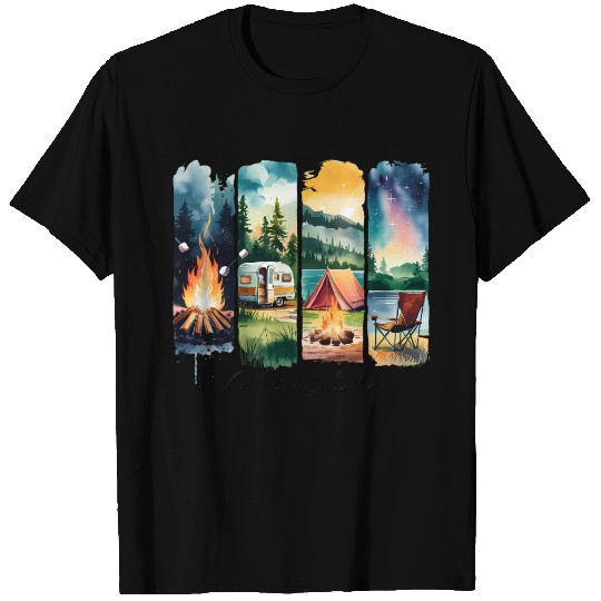 Brushstroke Camping Life T Shirts