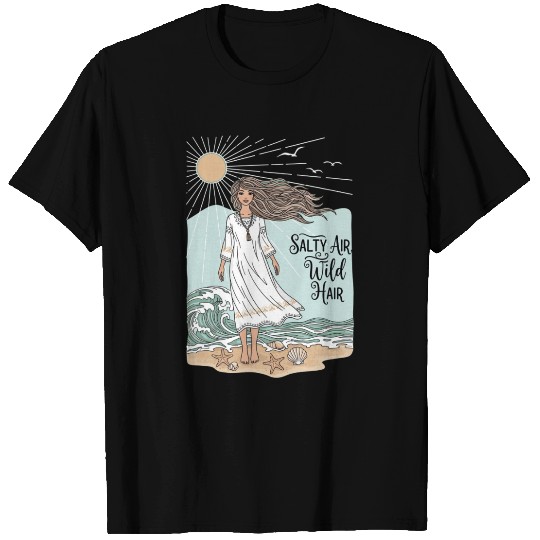 Salty Air Wild Hair Boho Beach T Shirts