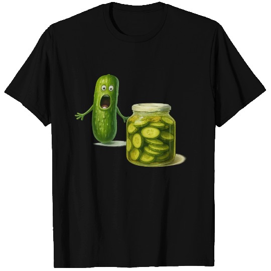 Funny Pickle Cartoon Cute Dill Pickle Jar Reaction T Shirts