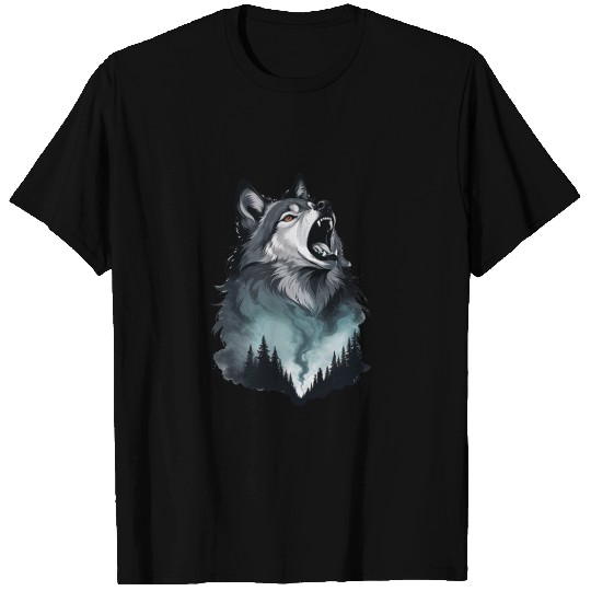 Howling Wolf Under the Northern Sky T Shirts