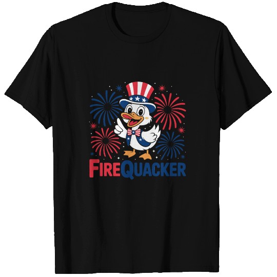 Womens Duck Firequacker Patriotic Fourth of July I T Shirts