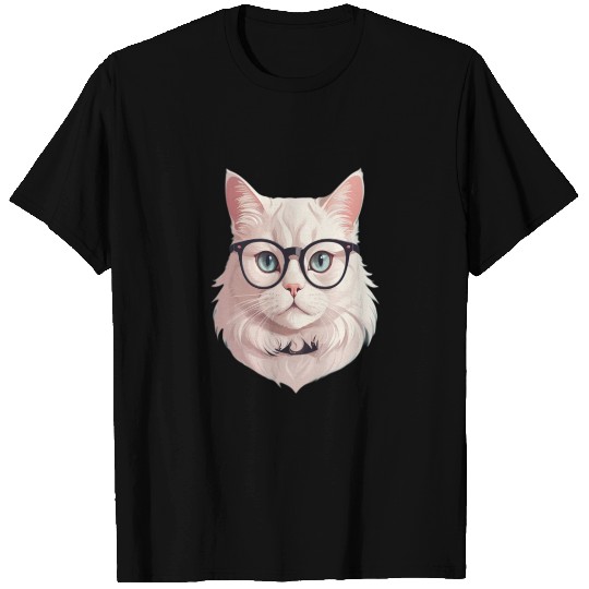 Nerdy cat with large glasses T Shirts