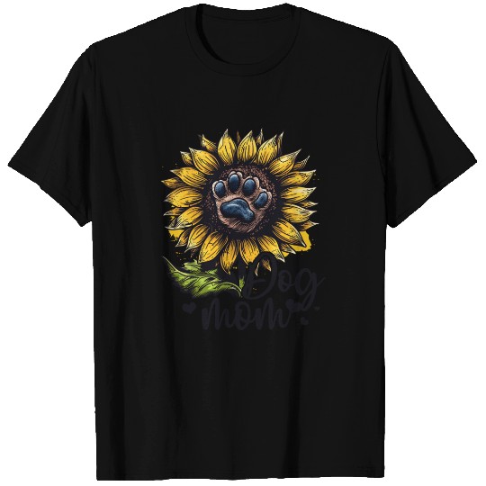 Dog Mom Sunflower Dog Lover T Shirts