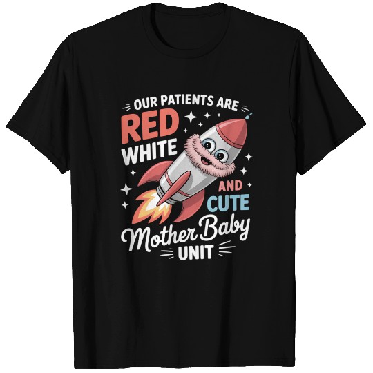 Red White And Cute Mother Baby Unit Nicu Nurse T Shirts