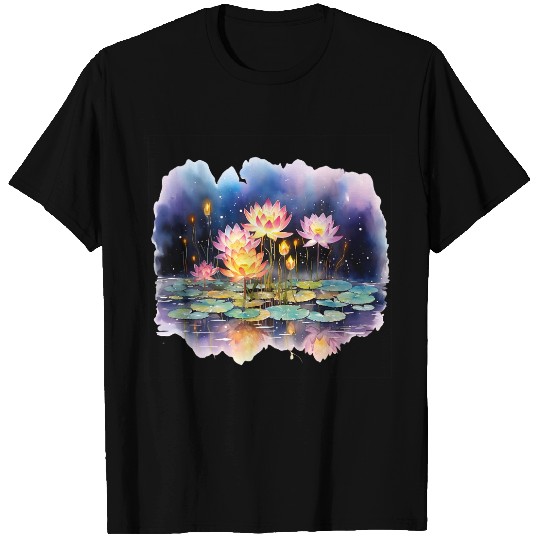 Retro Zen Lotus Firefly Night T Shirts
