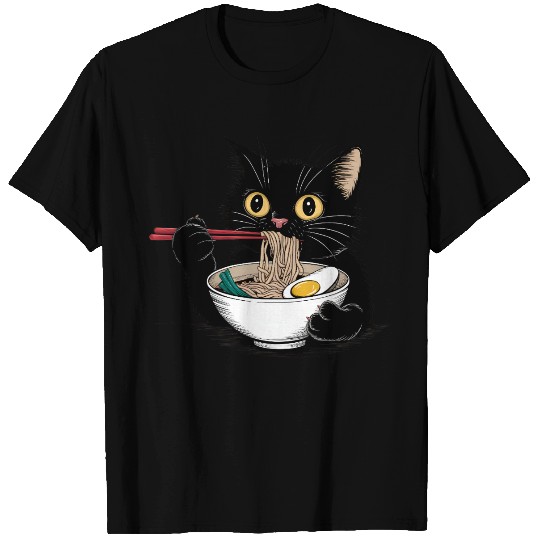 Ramen Lover Black Cat T Shirts