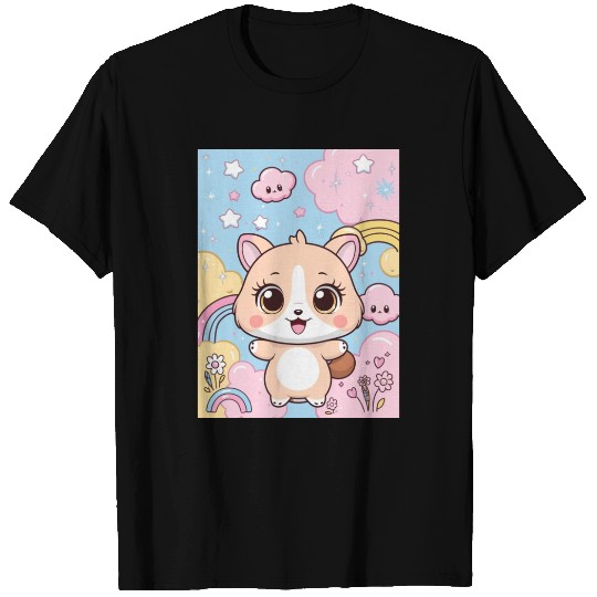 Kawaii Corgi in Rainbow Cloudland T Shirts