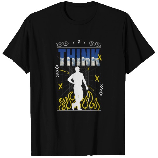 Think Abstract Player Silhouette Flames Art T Shirts