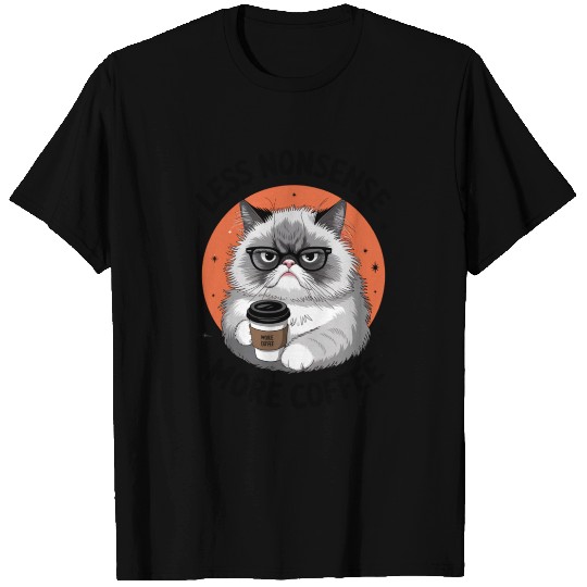 Grumpy Cat with Coffee T Shirts