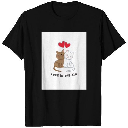 White Brown Illustrative Cat Couple T Shirts 202