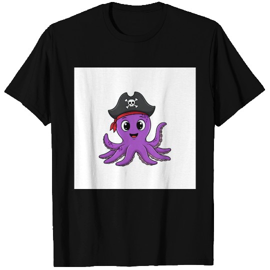 Friendly Octopus Pirate T Shirts -Cute Ocean Animal