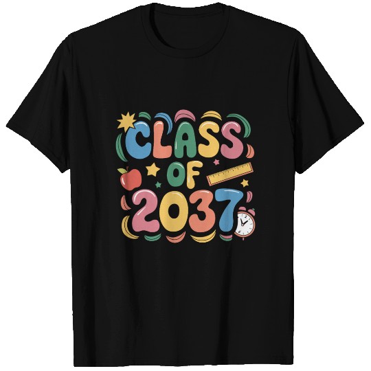 Class of 2037 Grow With Me, groovy back to school T Shirts