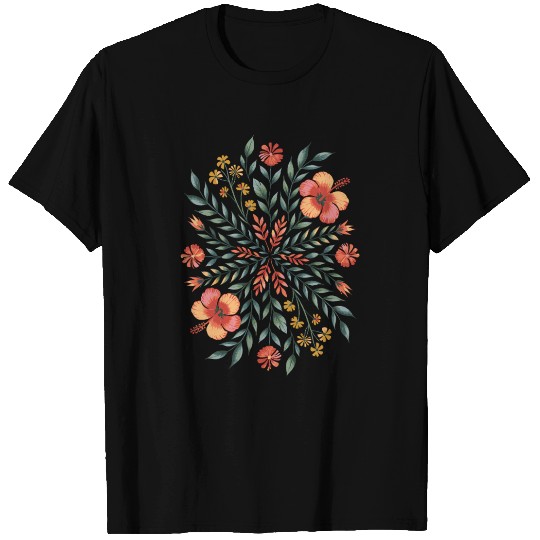 Floral Mandala | Botanical Folk Bloom Design T Shirts
