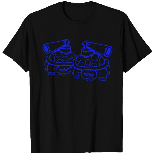 2 turtles shell gun shooting war attack tank team T Shirts